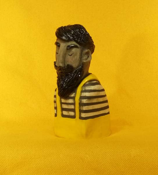 Christine Hughes - Sculptures - Whitby Fisherman in his yellow dungarees