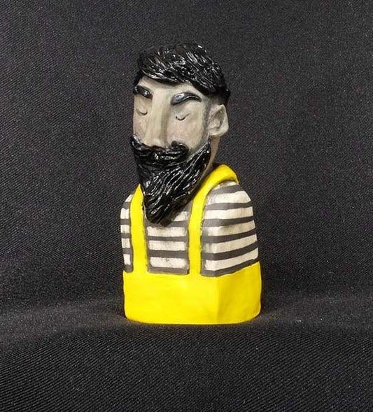 Christine Hughes - Sculptures - Whitby Fisherman in his yellow dungarees