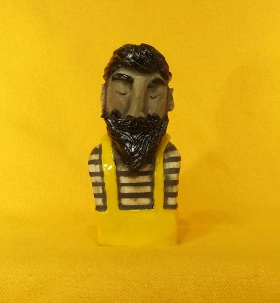 Christine Hughes - Sculptures - Whitby Fisherman in his yellow dungarees