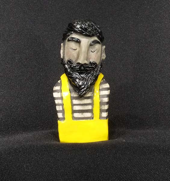 Christine Hughes - Sculptures - Whitby Fisherman in his yellow dungarees
