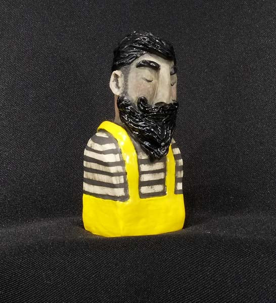 Christine Hughes - Sculptures - Whitby Fisherman in his yellow dungarees