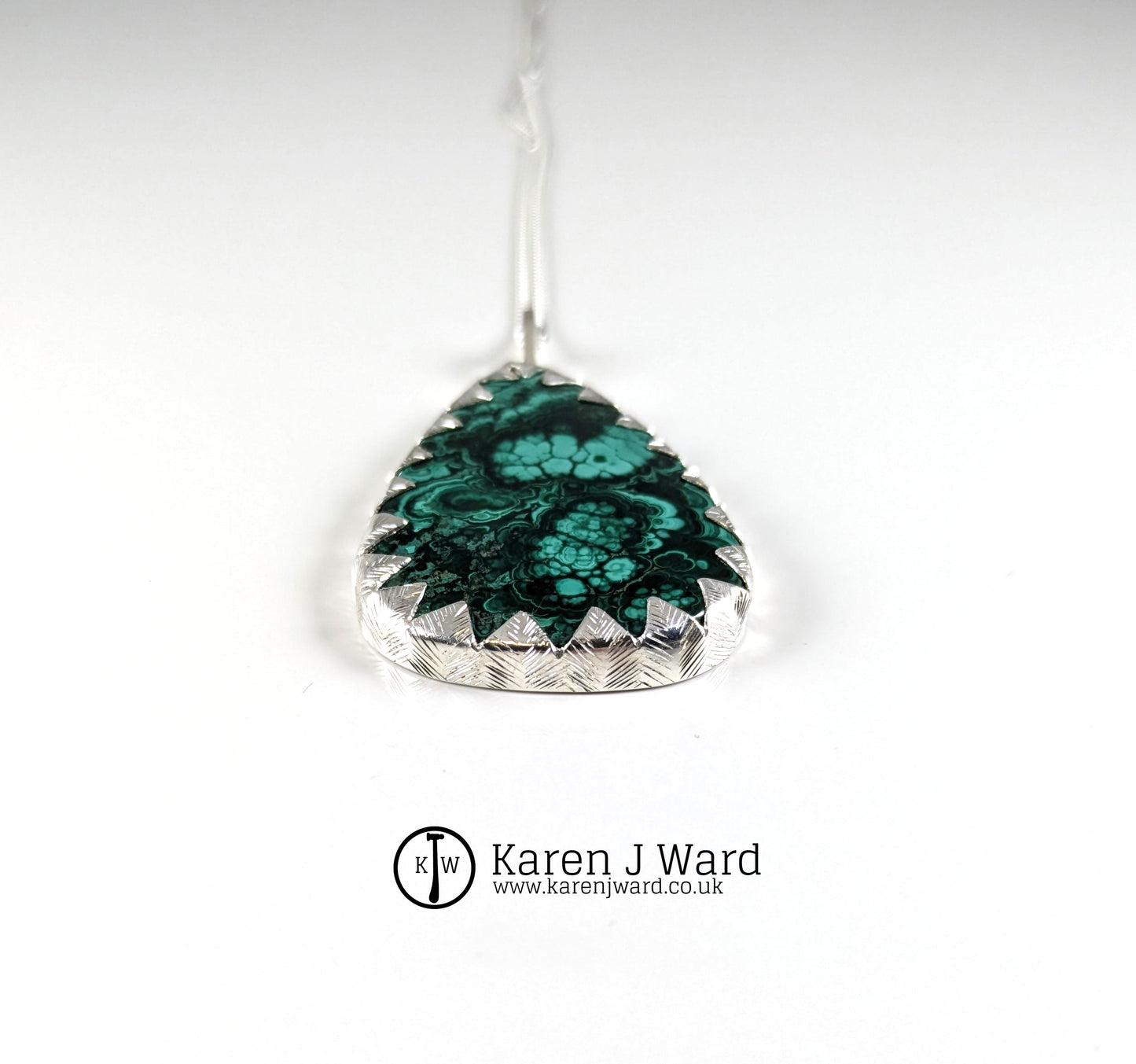 Karen J Ward - Triangular malachite pendant - KW109
