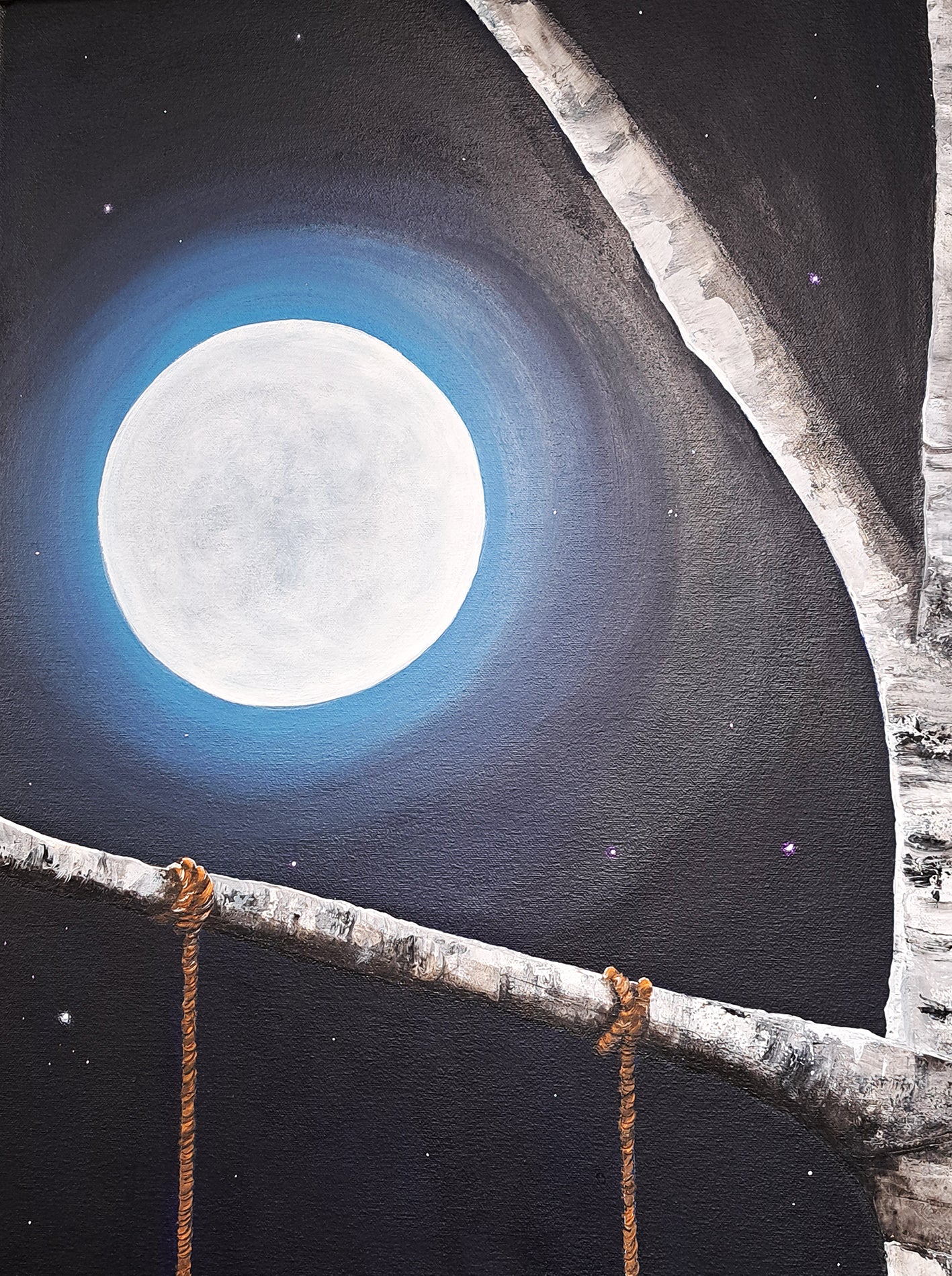 Christine Hughes - Dog on a swing 'Moonstruck'