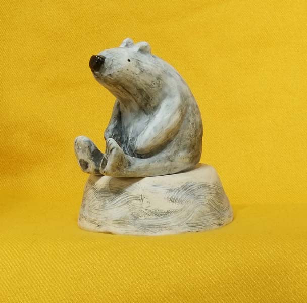 Christine Hughes - Sculptures - Polar Bear sitting on base