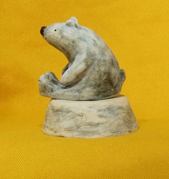 Christine Hughes - Sculptures - Polar Bear sitting on base