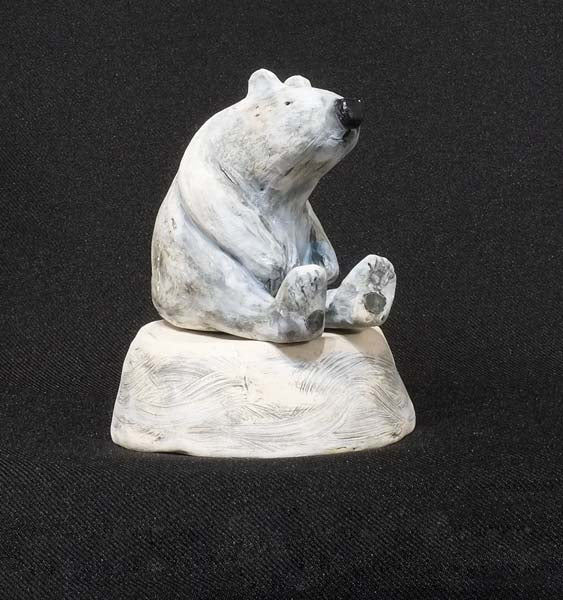 Christine Hughes - Sculptures - Polar Bear sitting on base