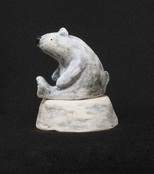 Christine Hughes - Sculptures - Polar Bear sitting on base