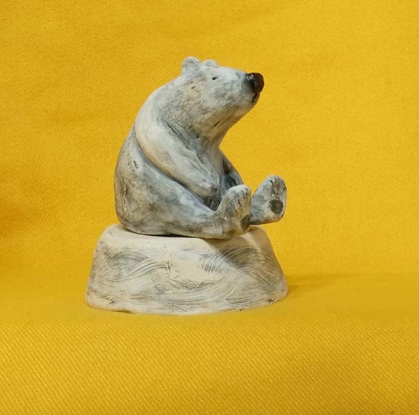 Christine Hughes - Sculptures - Polar Bear sitting on base