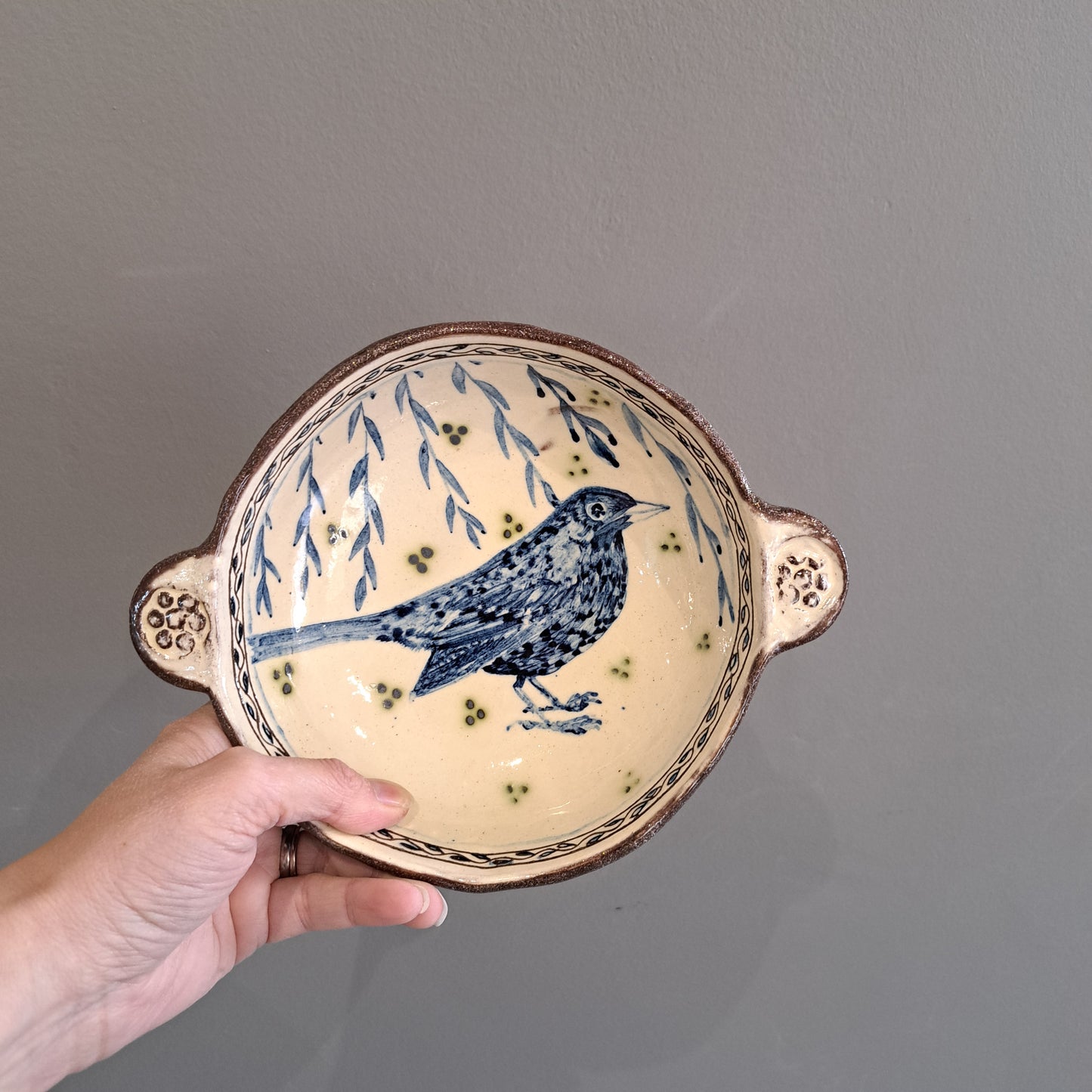 Adrift Pottery - Slipware decorated bird Bowl