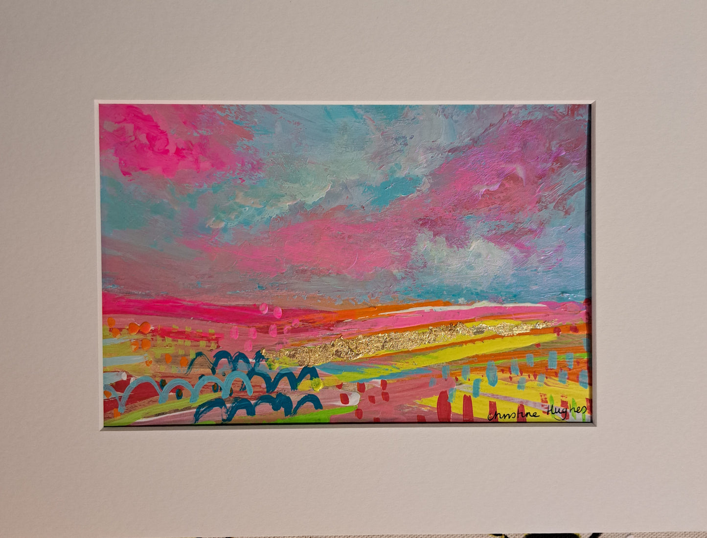 Christine Hughes - Mini Neon pink landscapes