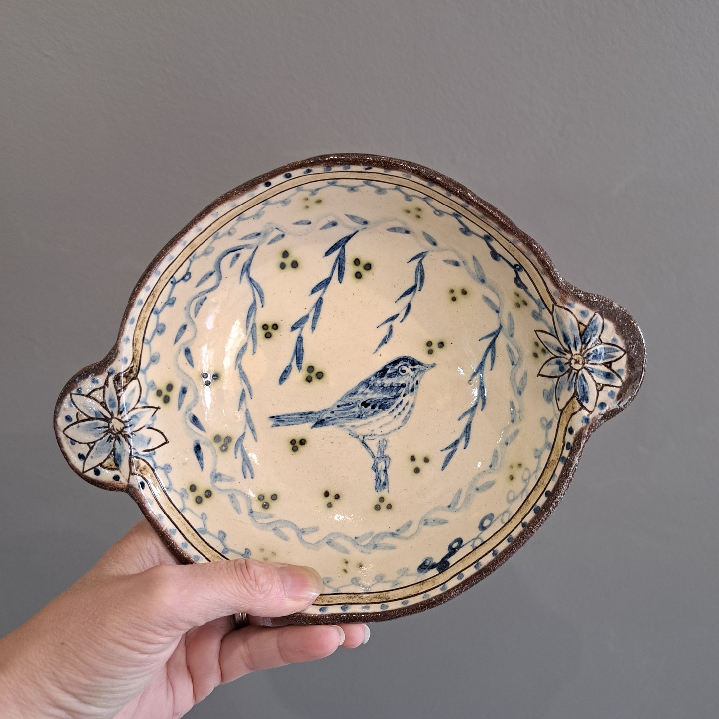Adrift Pottery - Slipware decorated bird Bowl