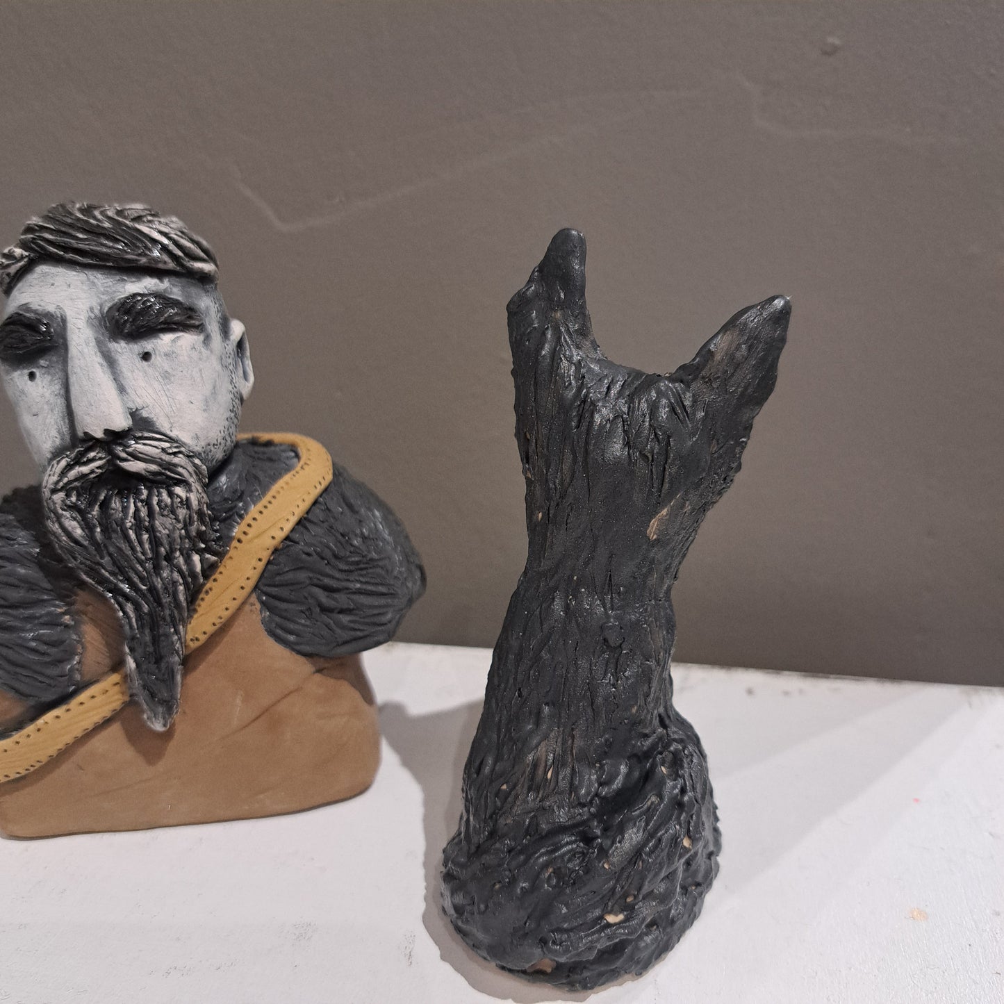 Christine Hughes - Sculptures - Viking Man & Dog