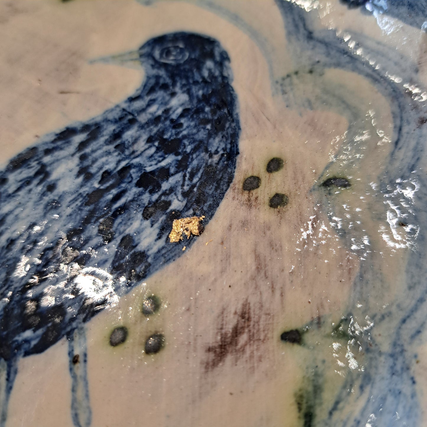 Adrift Pottery - Slipware Bird Plate with handles 20