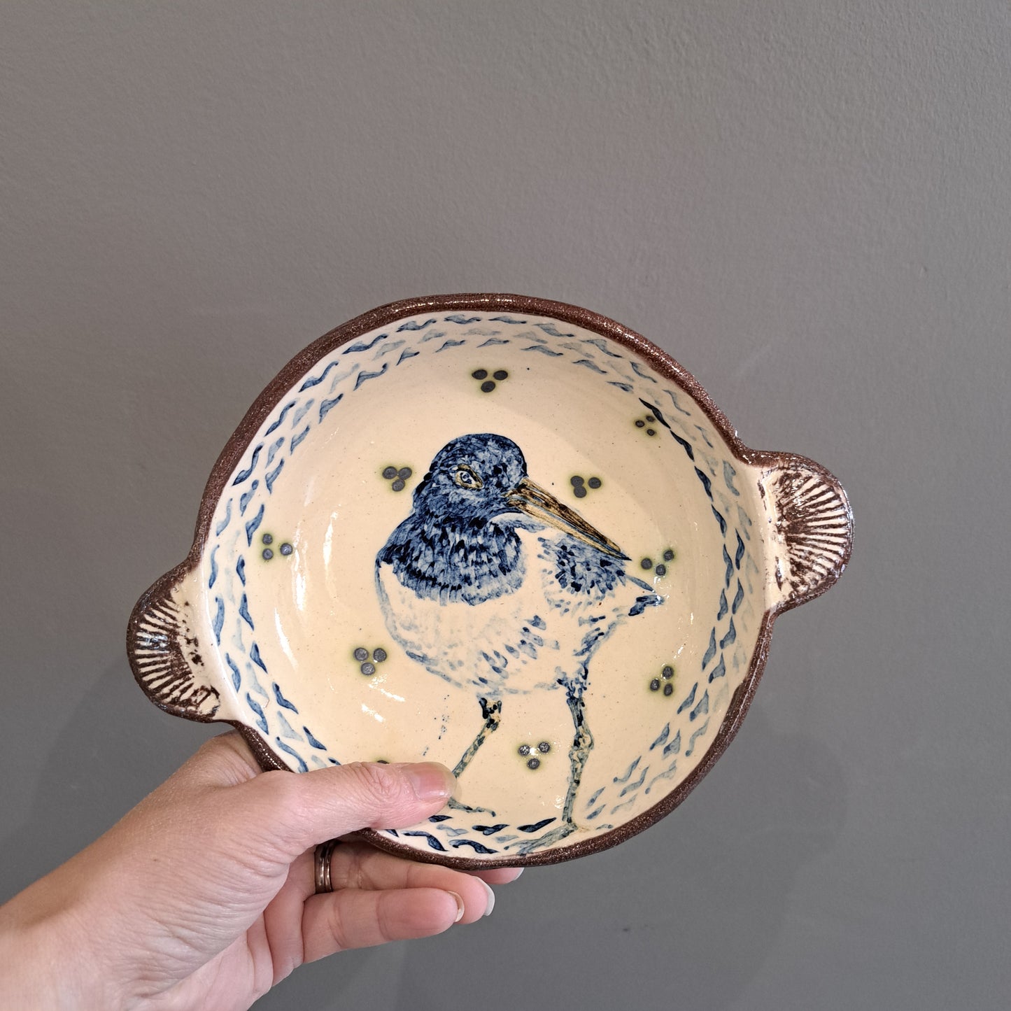 Adrift Pottery - Slipware decorated bird Bowl