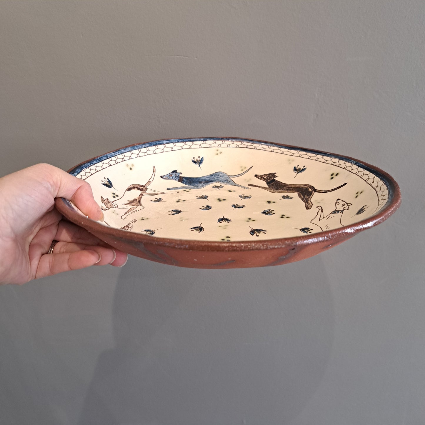 Adrift Pottery - Running Dogs Bowl 17