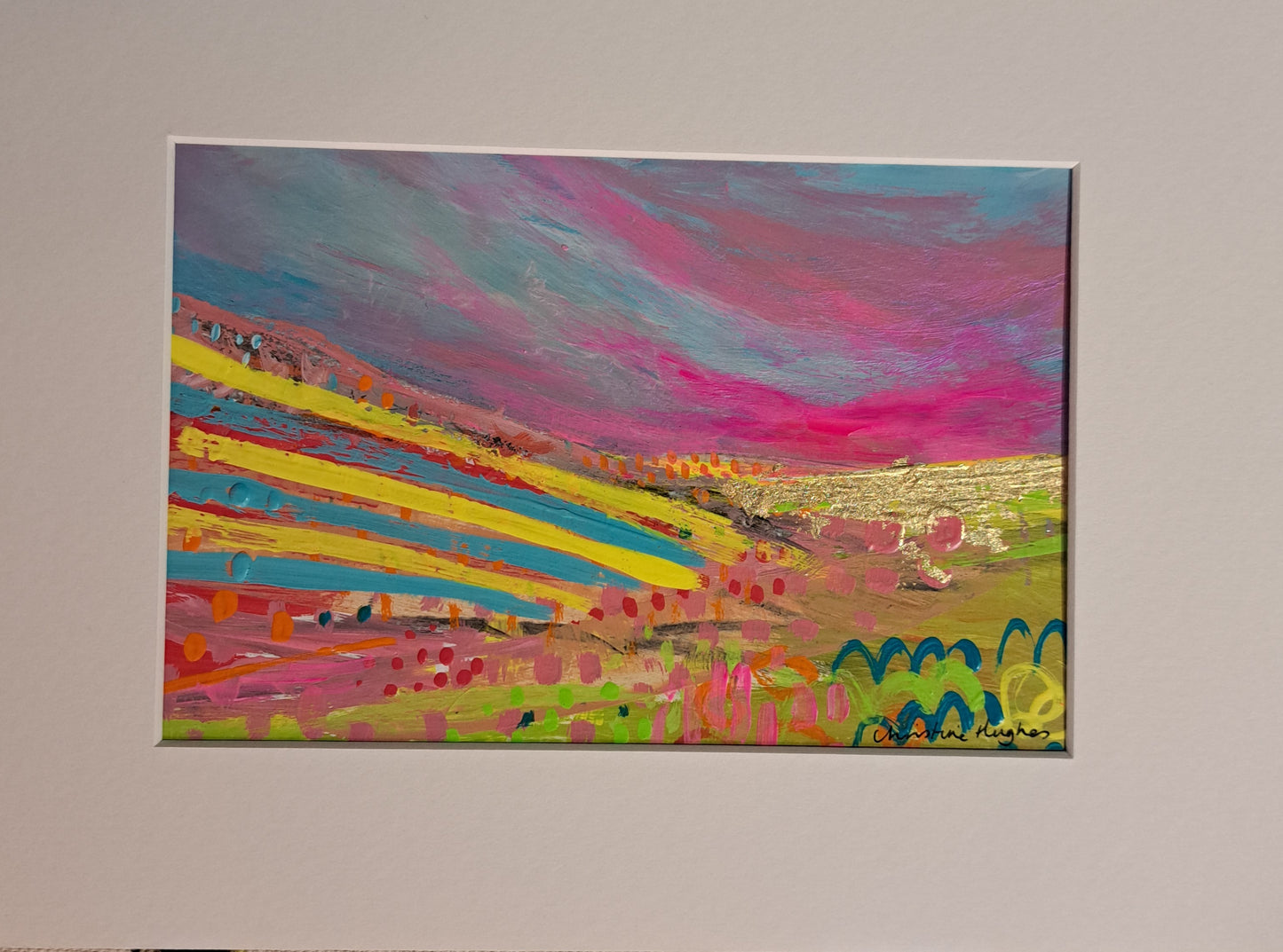 Christine Hughes - Mini Neon pink landscapes