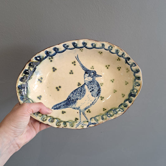 Adrift Pottery - Slipware decorated Lapwing platter 16