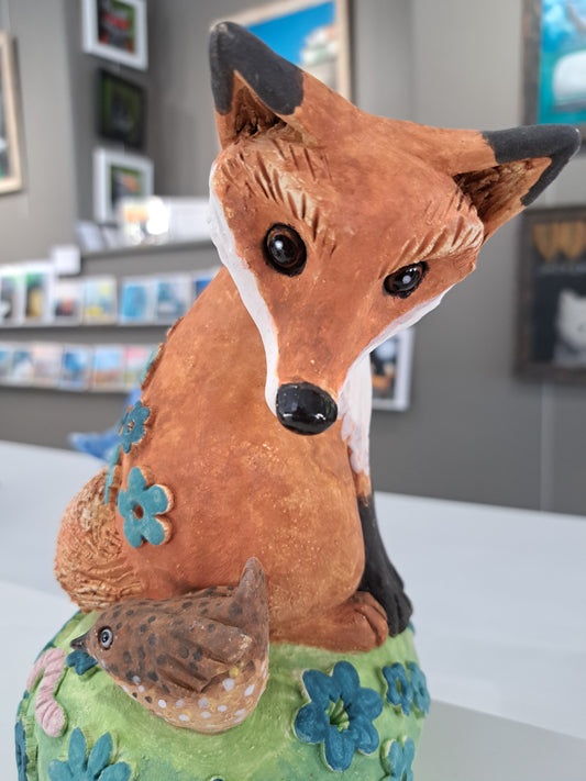 Kate Ellis - Fox on a hill with wren