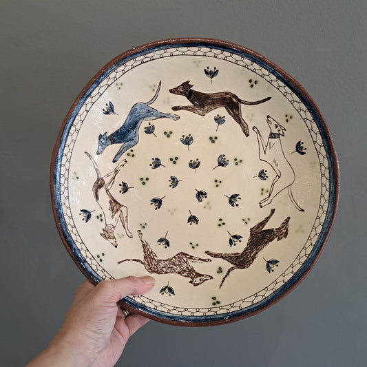 Adrift Pottery - Running Dogs Bowl 17