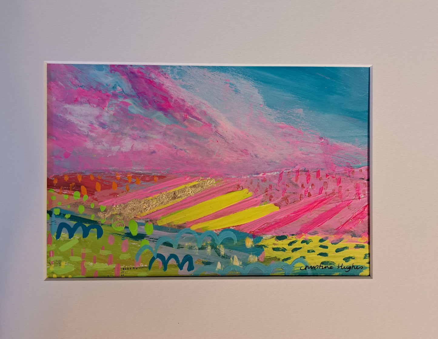 Christine Hughes - Mini Neon pink landscapes