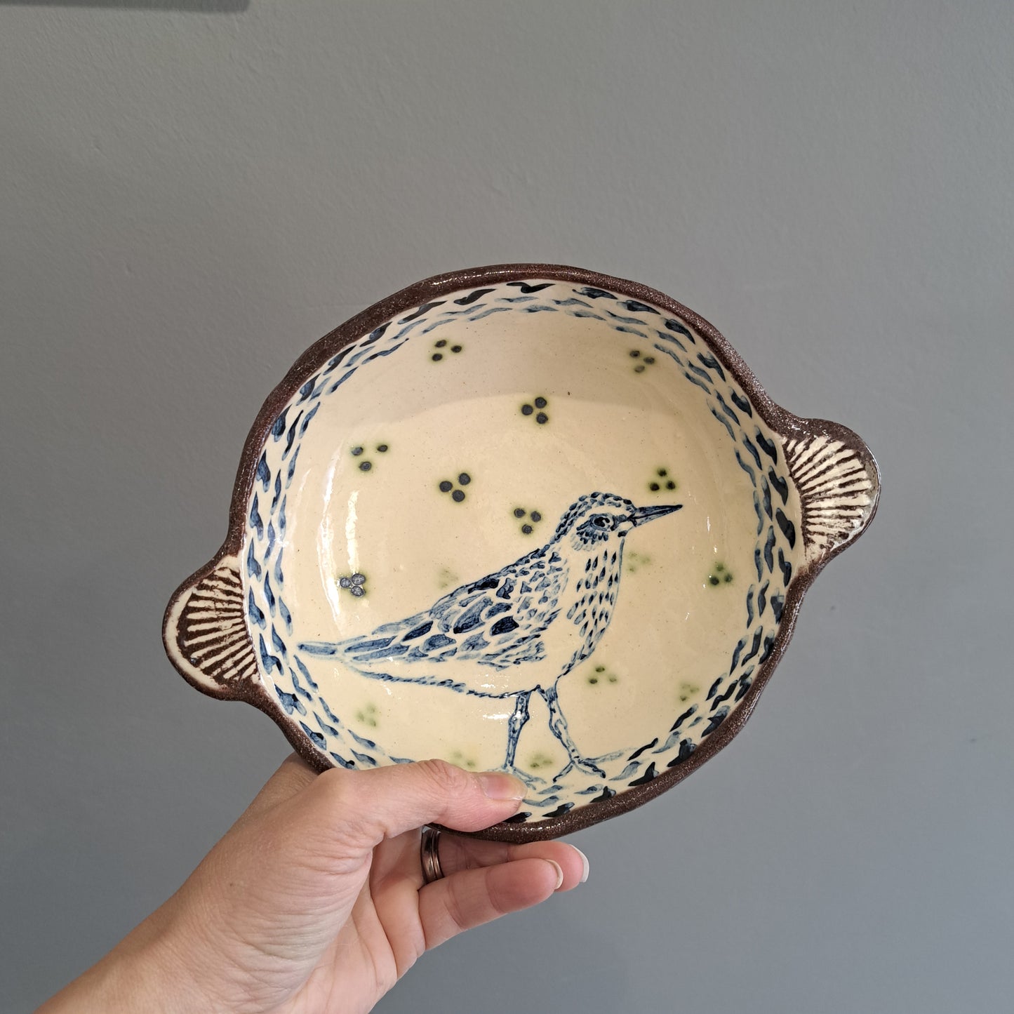 Adrift Pottery - Slipware decorated bird Bowl