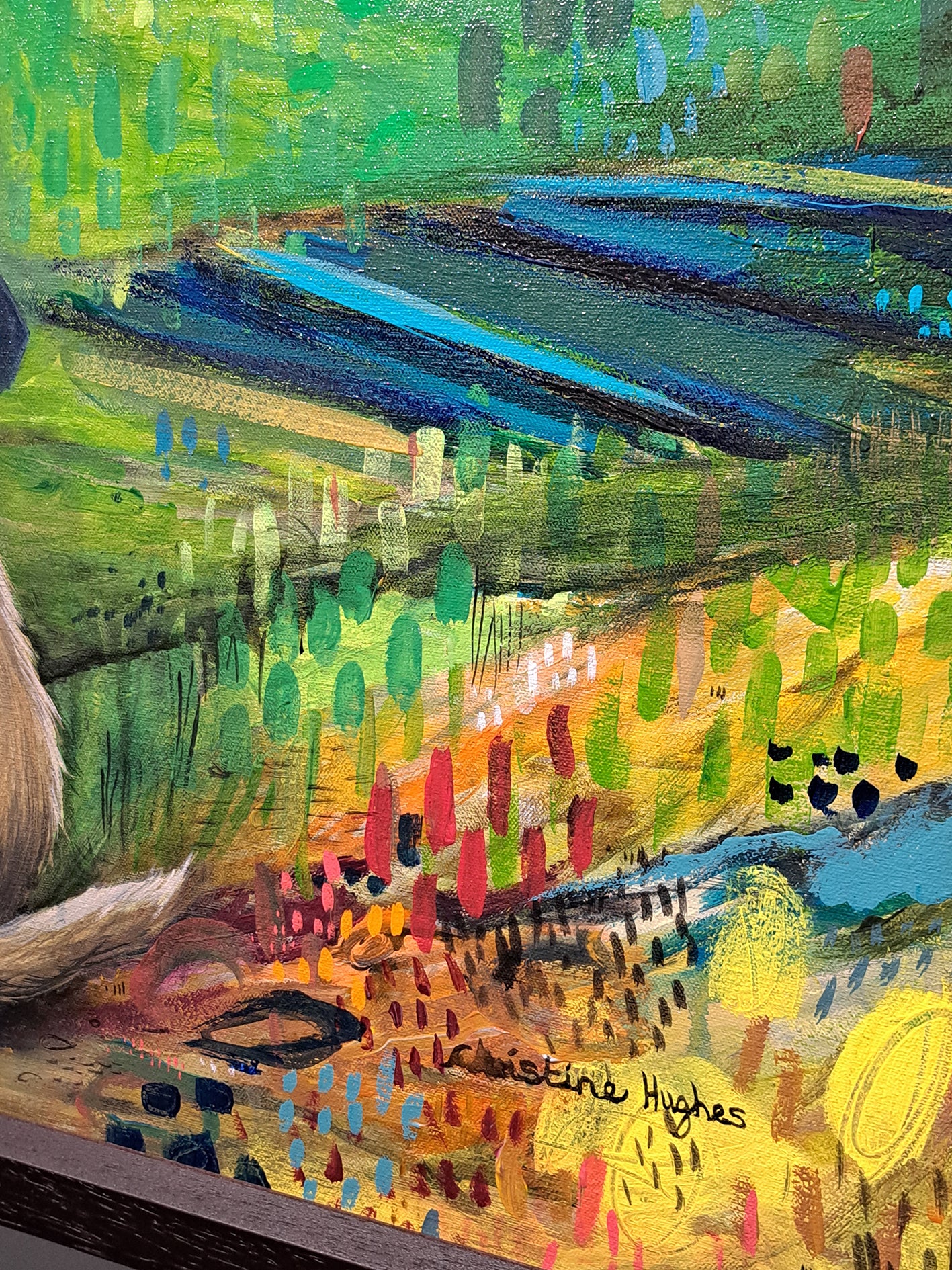 Christine Hughes - 'Soul Mates', Girl with her dog looking over the North Yorkshire moors
