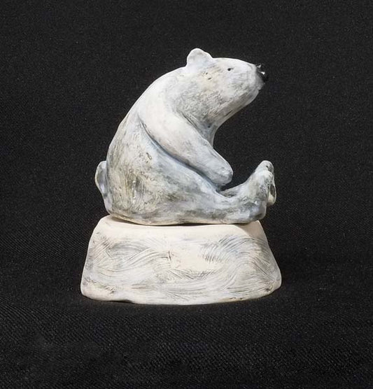 Christine Hughes - Sculptures - Polar Bear sitting on base