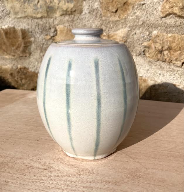 Nightingale Pottery - Rain Glaze/stripe jar 3