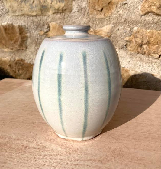 Nightingale Pottery - Rain Glaze/stripe jar 3