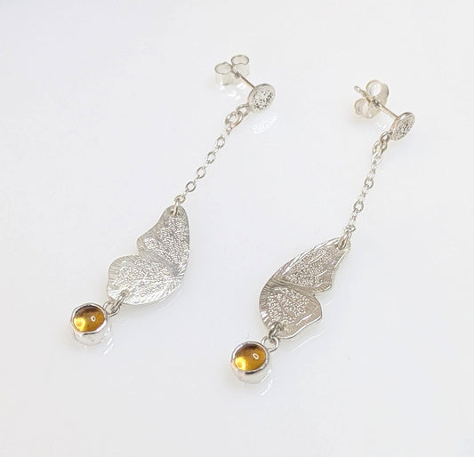 Karen J Ward - Butterfly and citrine earrings - Silver Challenge August