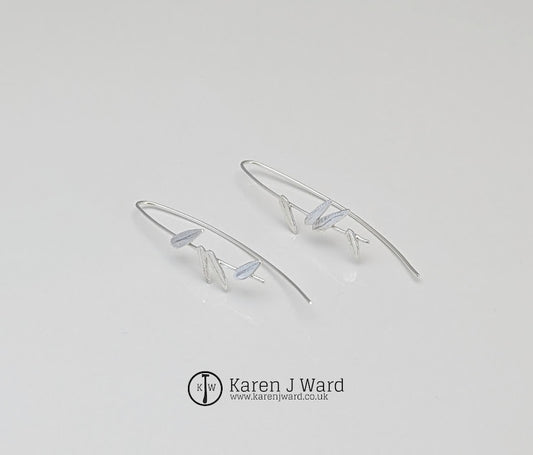 Karen J Ward - Engraved leaf ear wires KW70