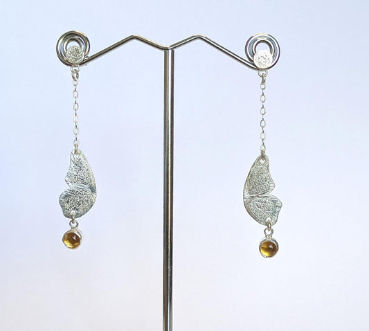 Karen J Ward - Butterfly and citrine earrings - Silver Challenge August