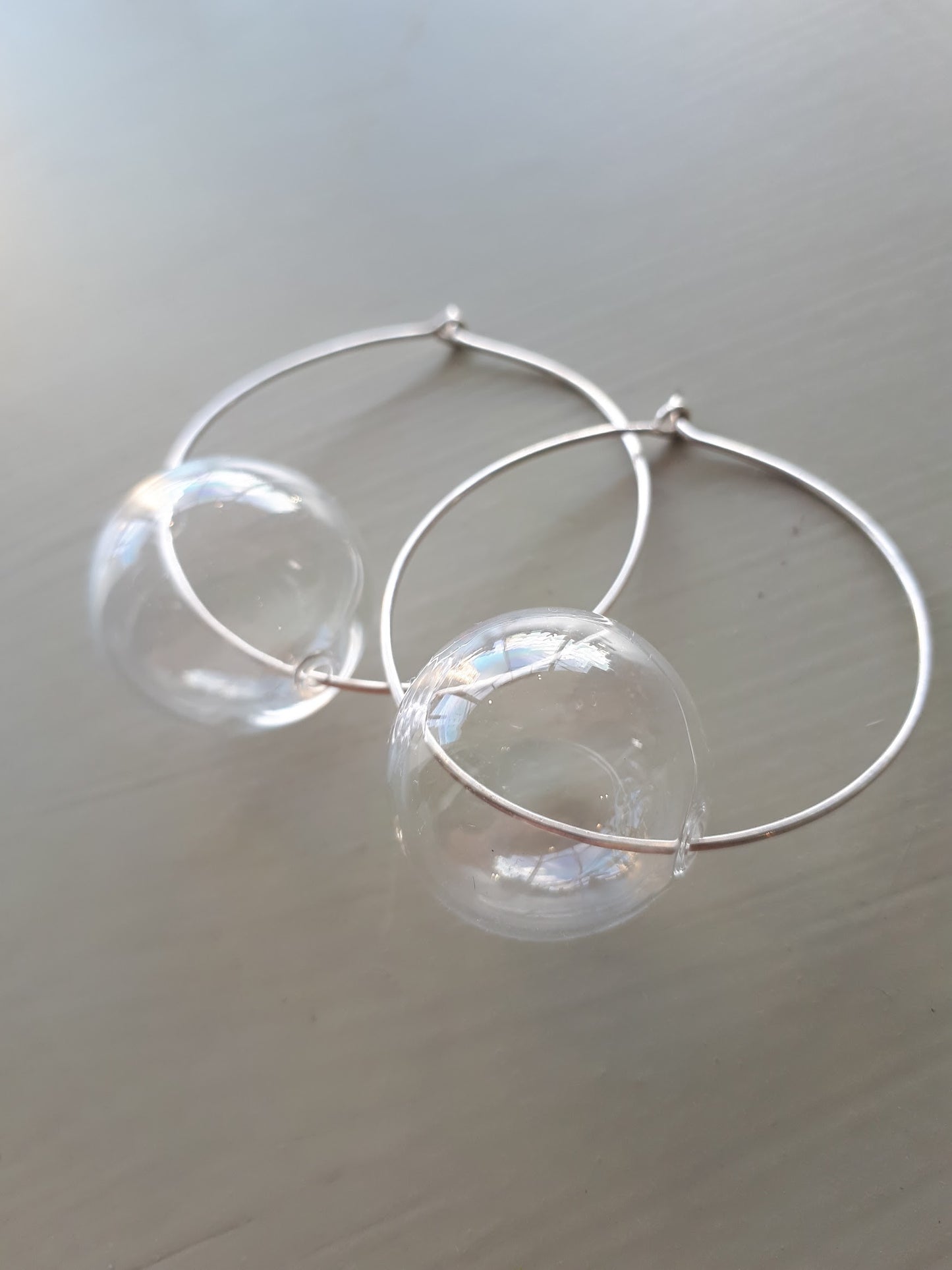 Carole Ramsden Silver - Large hand-blown glass bauble hoops