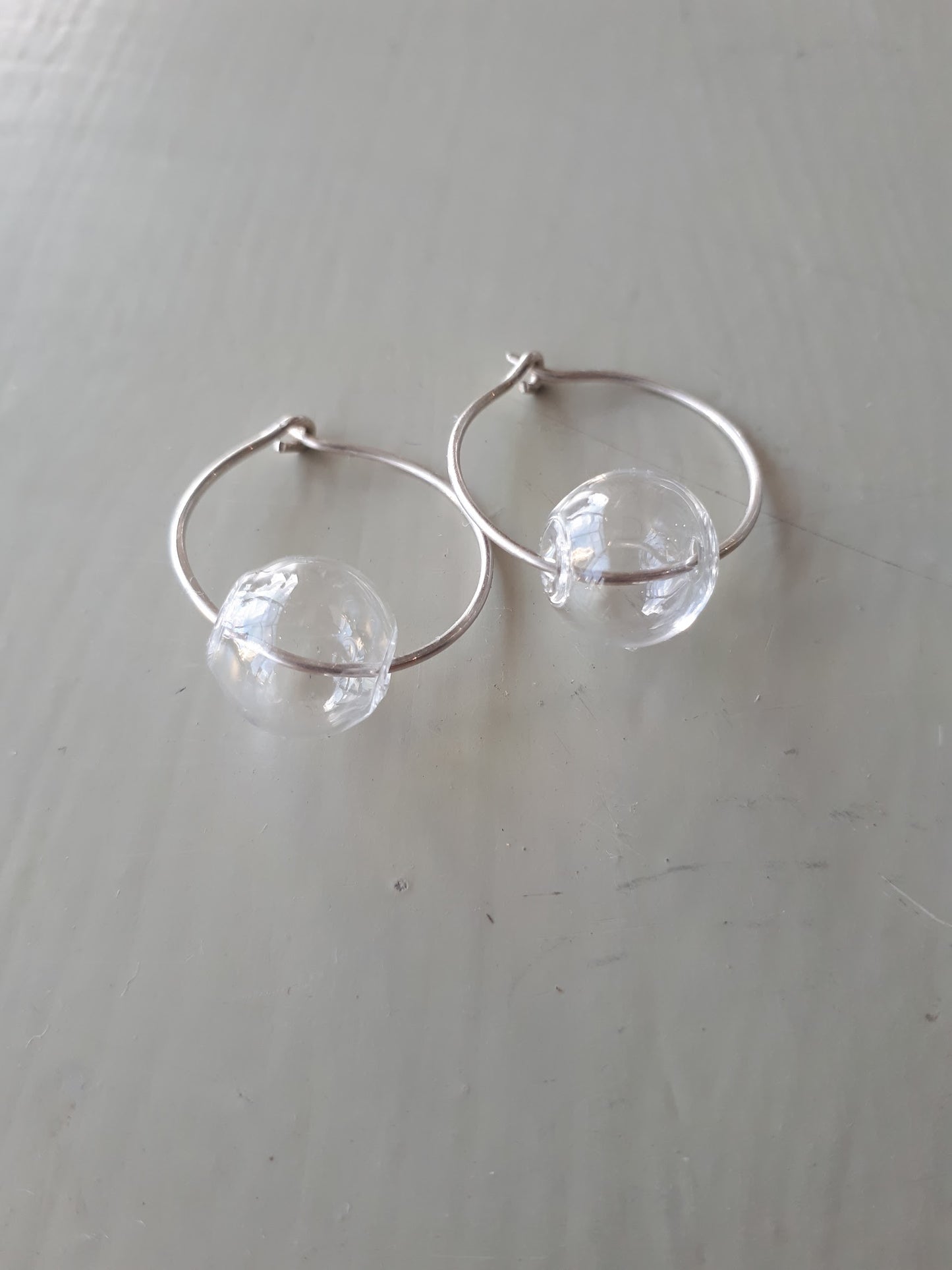 Carole Ramsden Silver - Small hand-blown glass bauble hoops