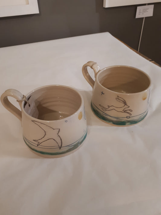 Lorna Gilbert Ceramics - Flying Swift and Leaping Hare cup