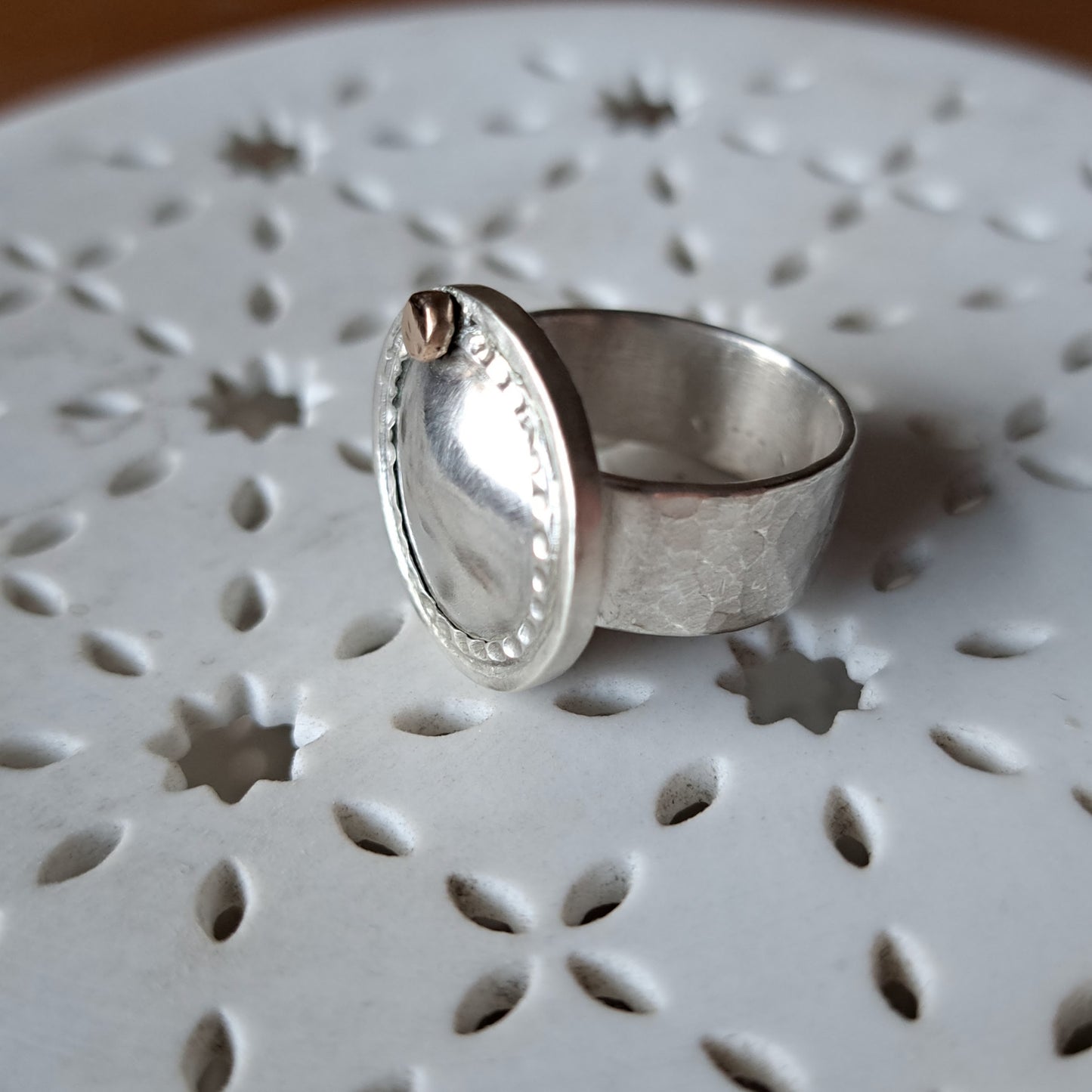 Carole Ramsden Silver - CR126 - Silver shield 'relic' ring