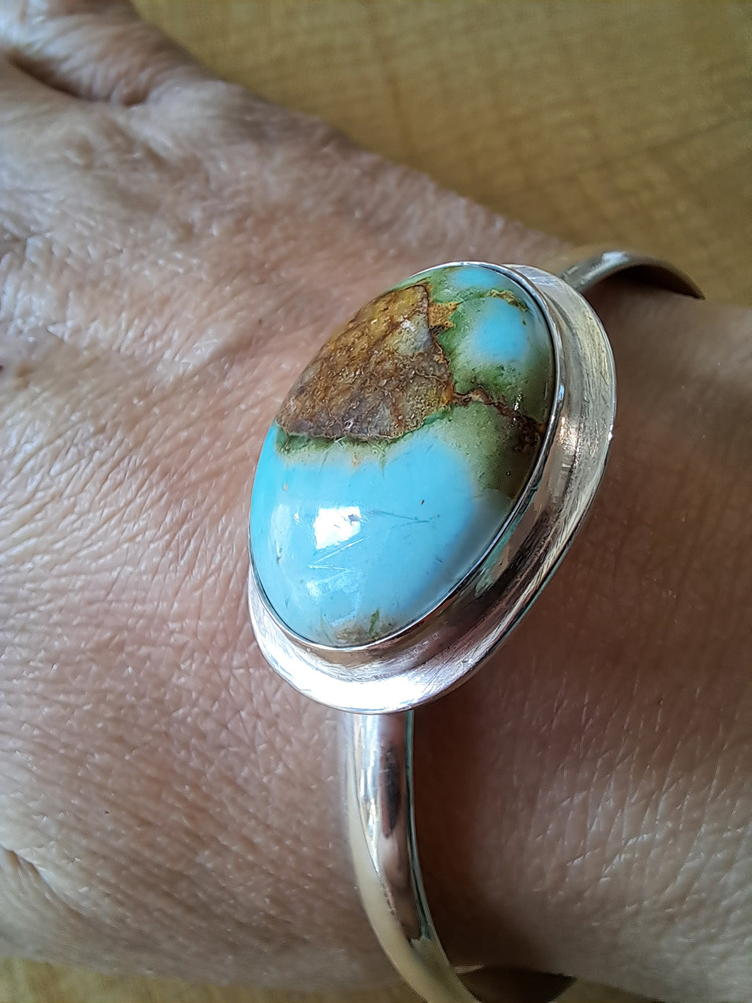 Charlotte Jewellery - Large oval turquoise and silver bangle