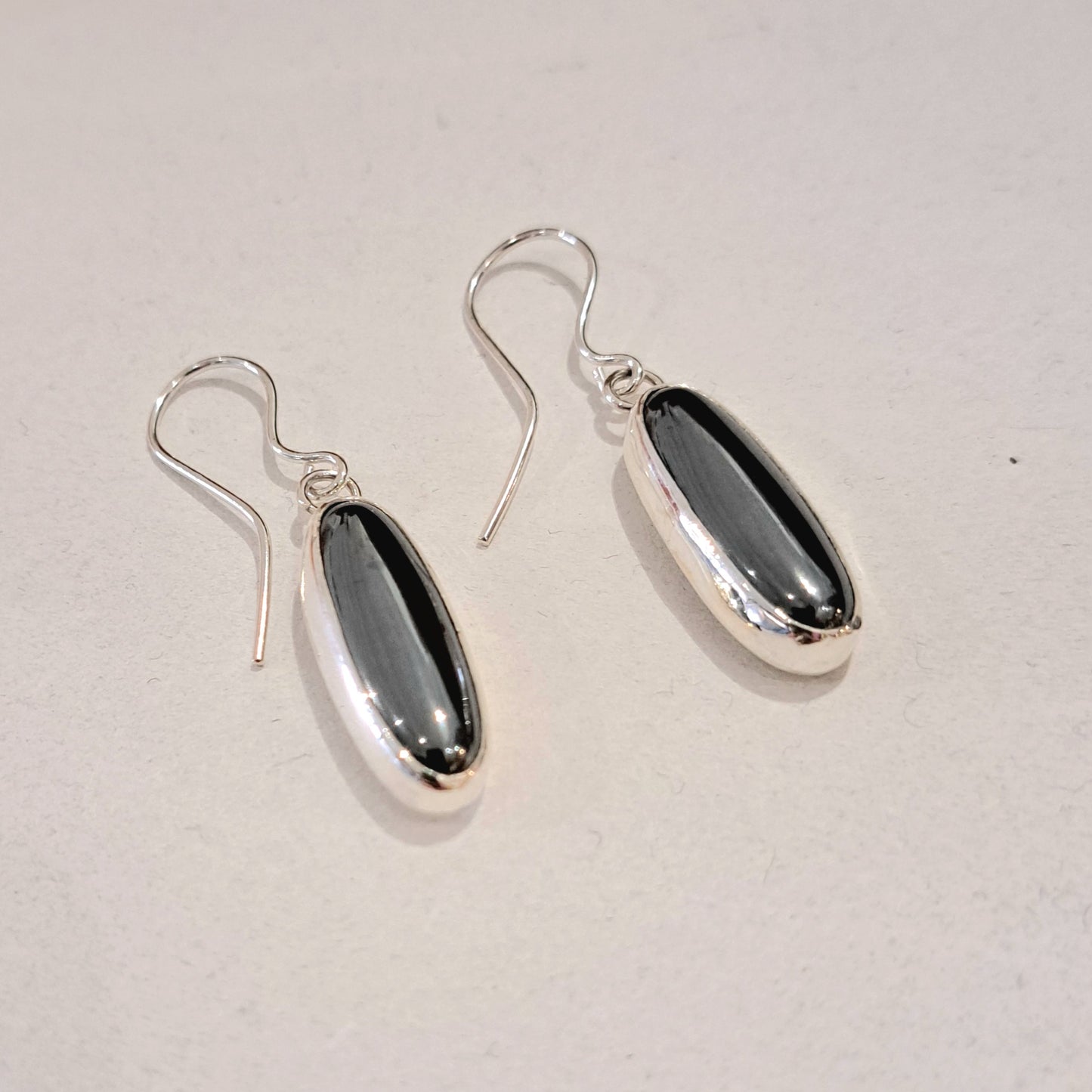 Karen J Ward - Hematite oval drop earrings - KW125