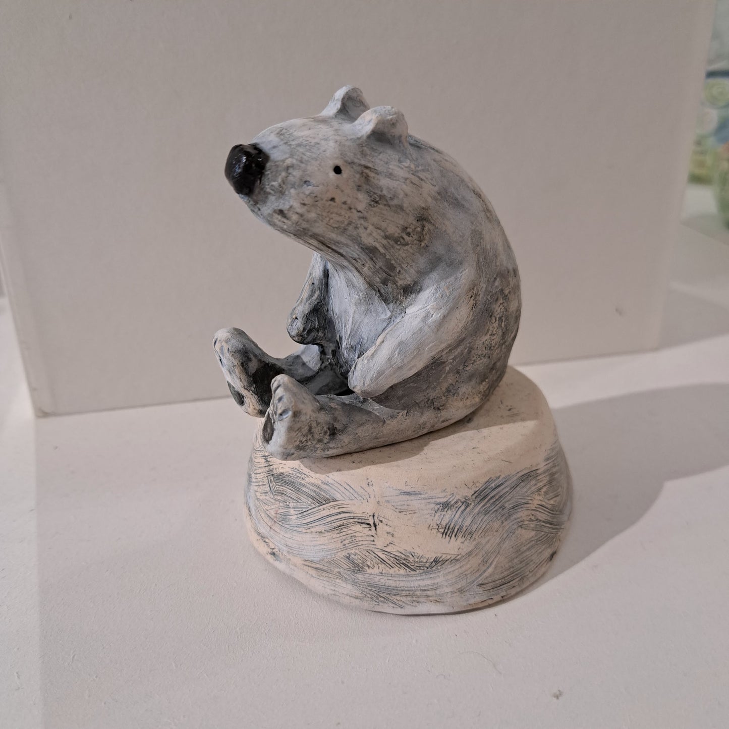 Christine Hughes - Sculptures - Polar Bear sitting on base