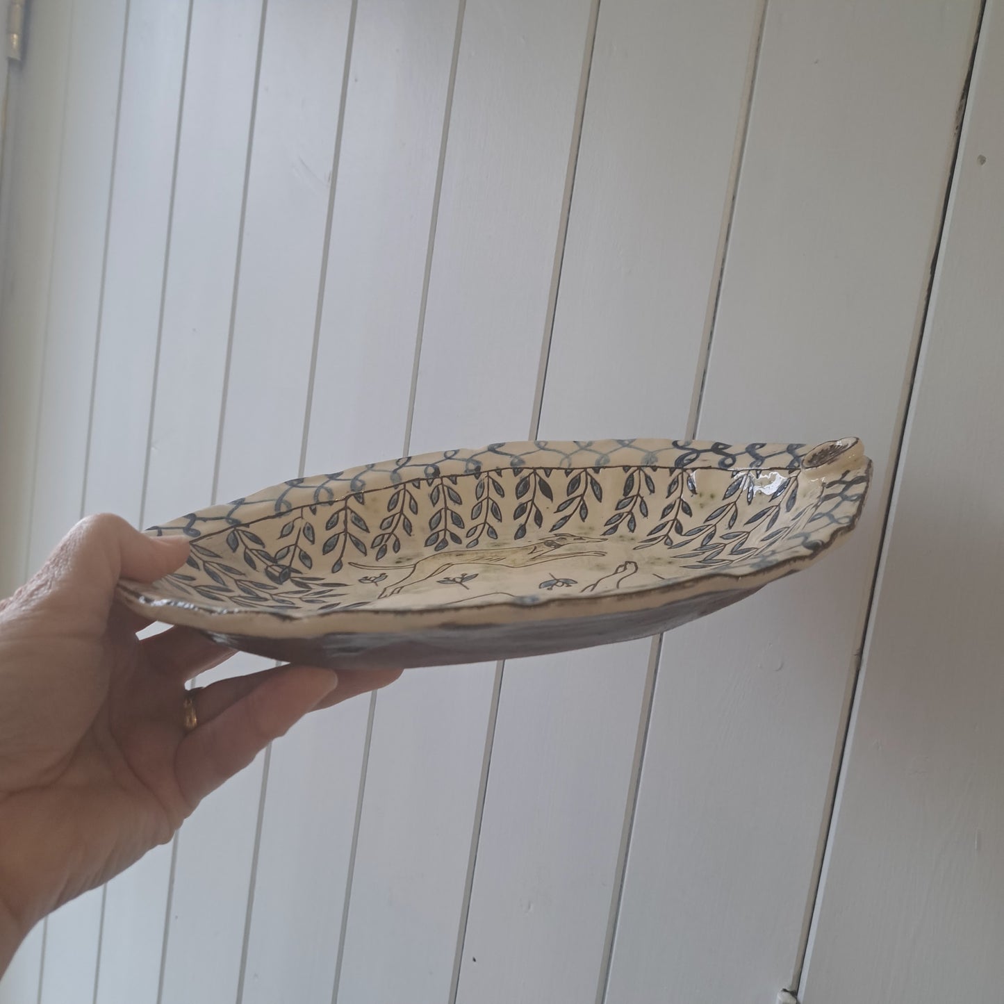 Adrift Pottery - Running Hound Medium Oval Dish