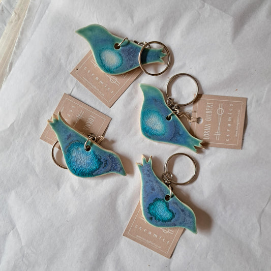 Lorna Gilbert Ceramics - Blue Hanging Bird Keyring