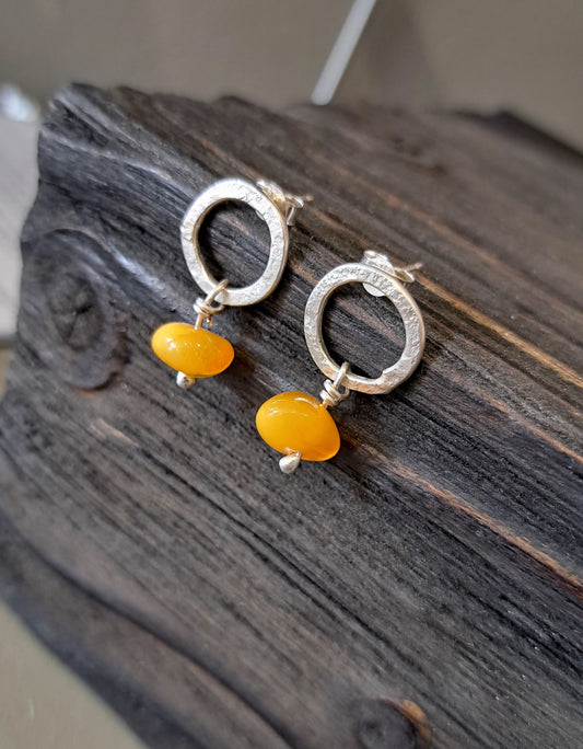 Carole Ramsden Silver - CR180 - Silver and amber drop earrings