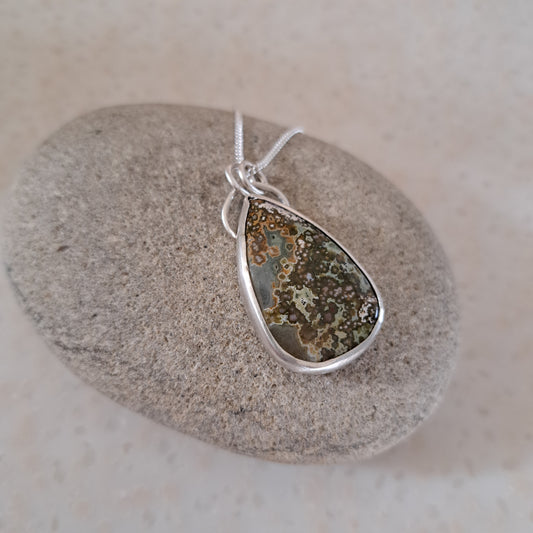 Carole Ramsden Silver - CR137 - Large ocean jasper and silver necklace