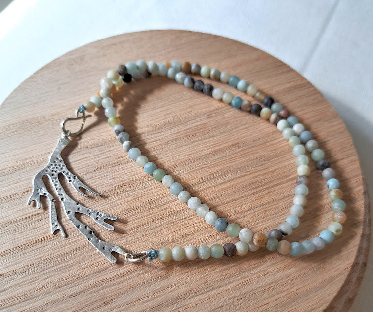 Carole Ramsden Silver - CR302 - Amazonite beaded seaweed necklace