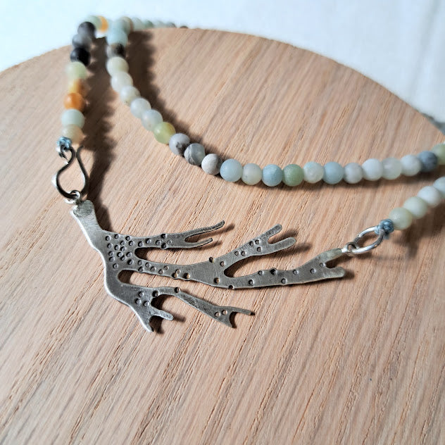 Carole Ramsden Silver - CR302 - Amazonite beaded seaweed necklace