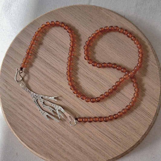 Carole Ramsden Silver - CR304 - Carnelian beaded seaweed necklace