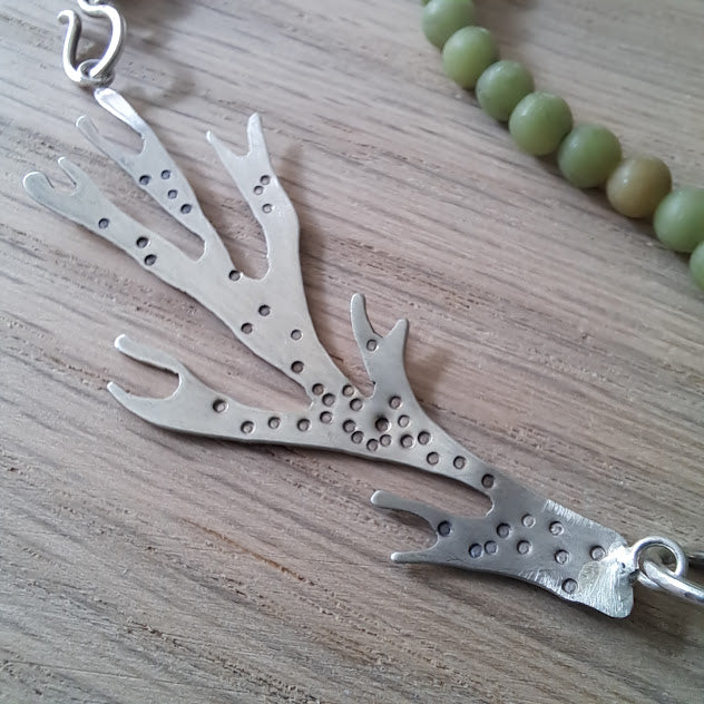 Carole Ramsden Silver - CR305 - Green opal beaded seaweed necklace