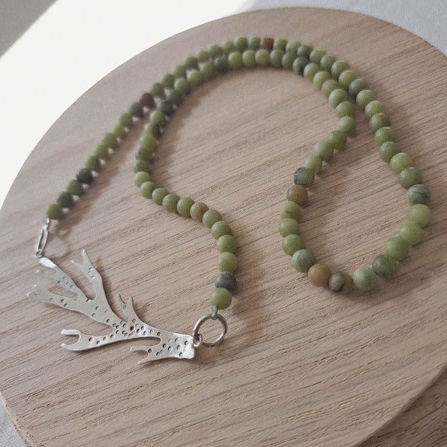 Carole Ramsden Silver - CR305 - Green opal beaded seaweed necklace