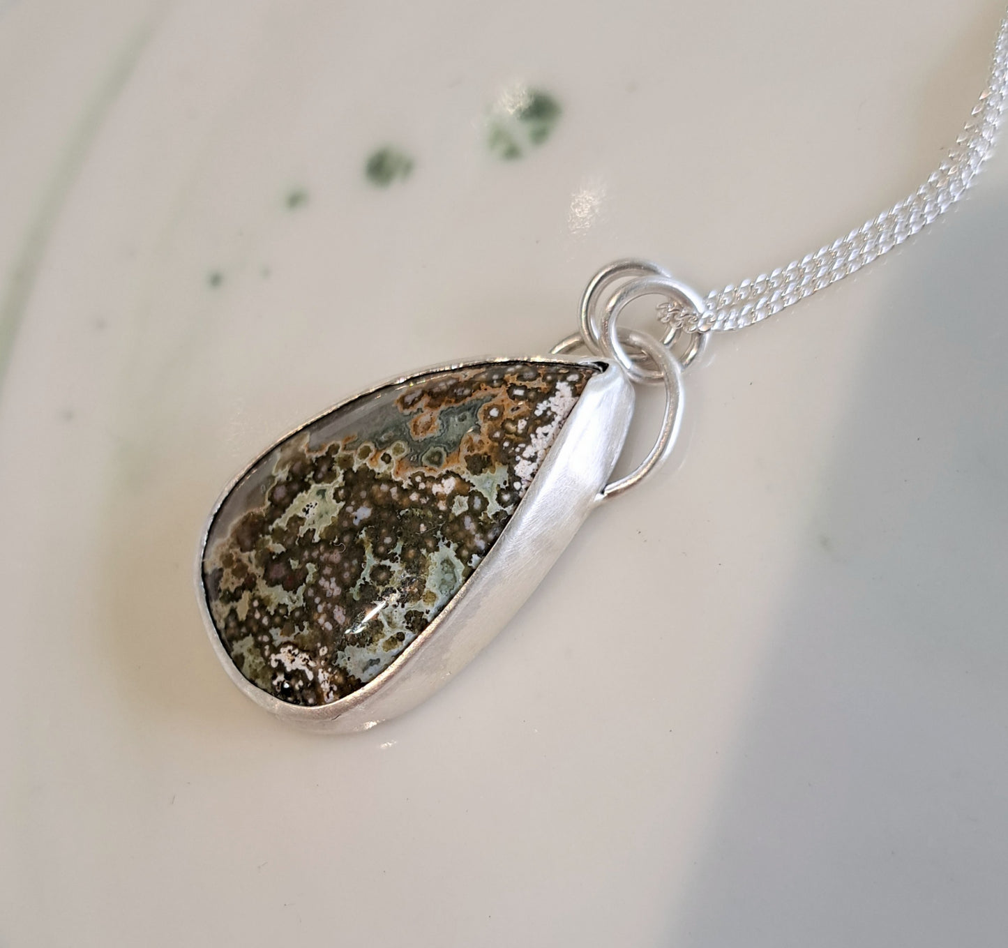 Carole Ramsden Silver - CR137 - Large ocean jasper and silver necklace