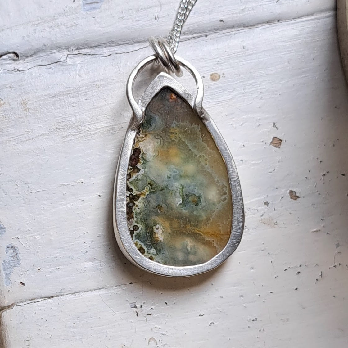 Carole Ramsden Silver - CR137 - Large ocean jasper and silver necklace